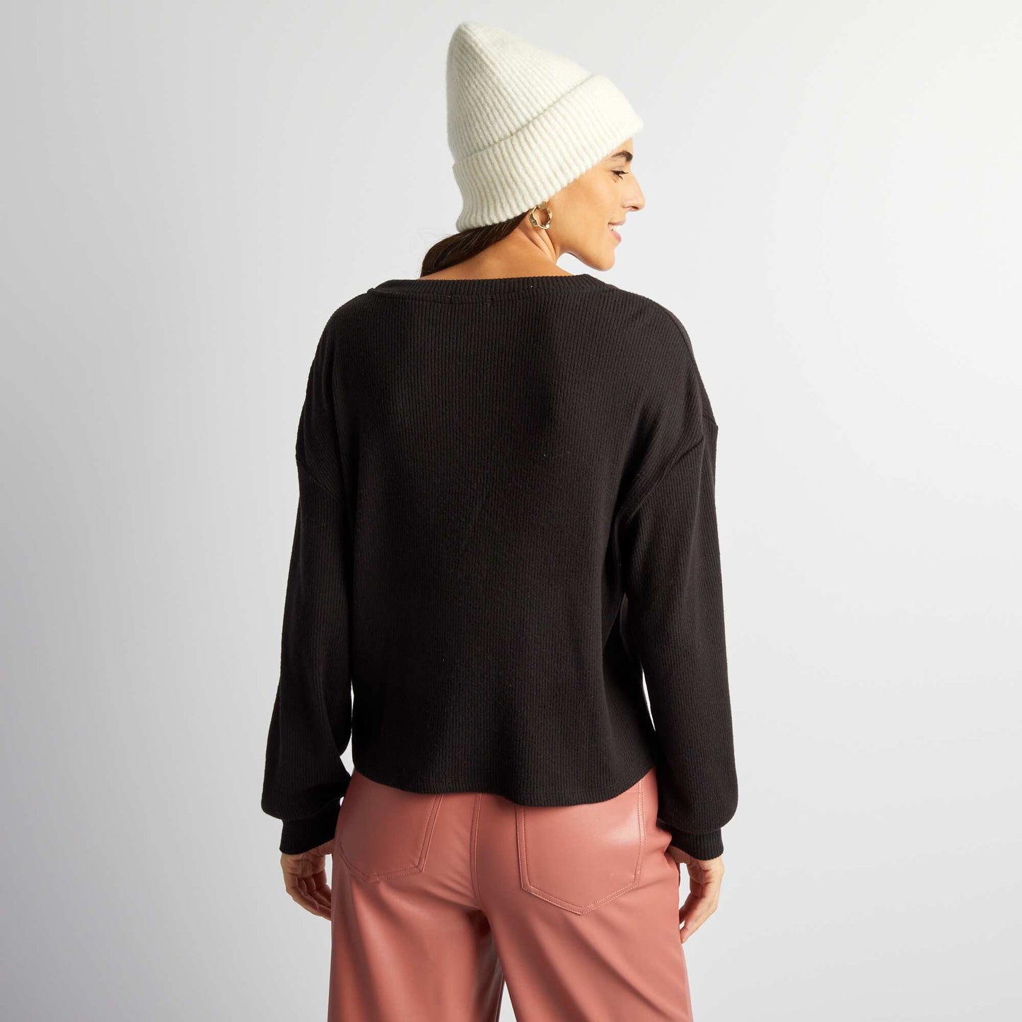 Gilet en maille côtelée noir
