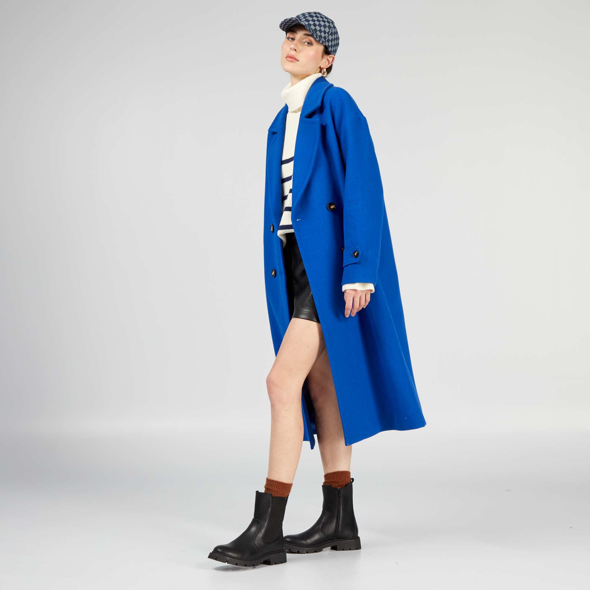 Manteau volumineux en laine avec ceinture - Bleu marine - & Other CH Manteau volumineux en laine avec ceinture - Bleu marine - & Other CH