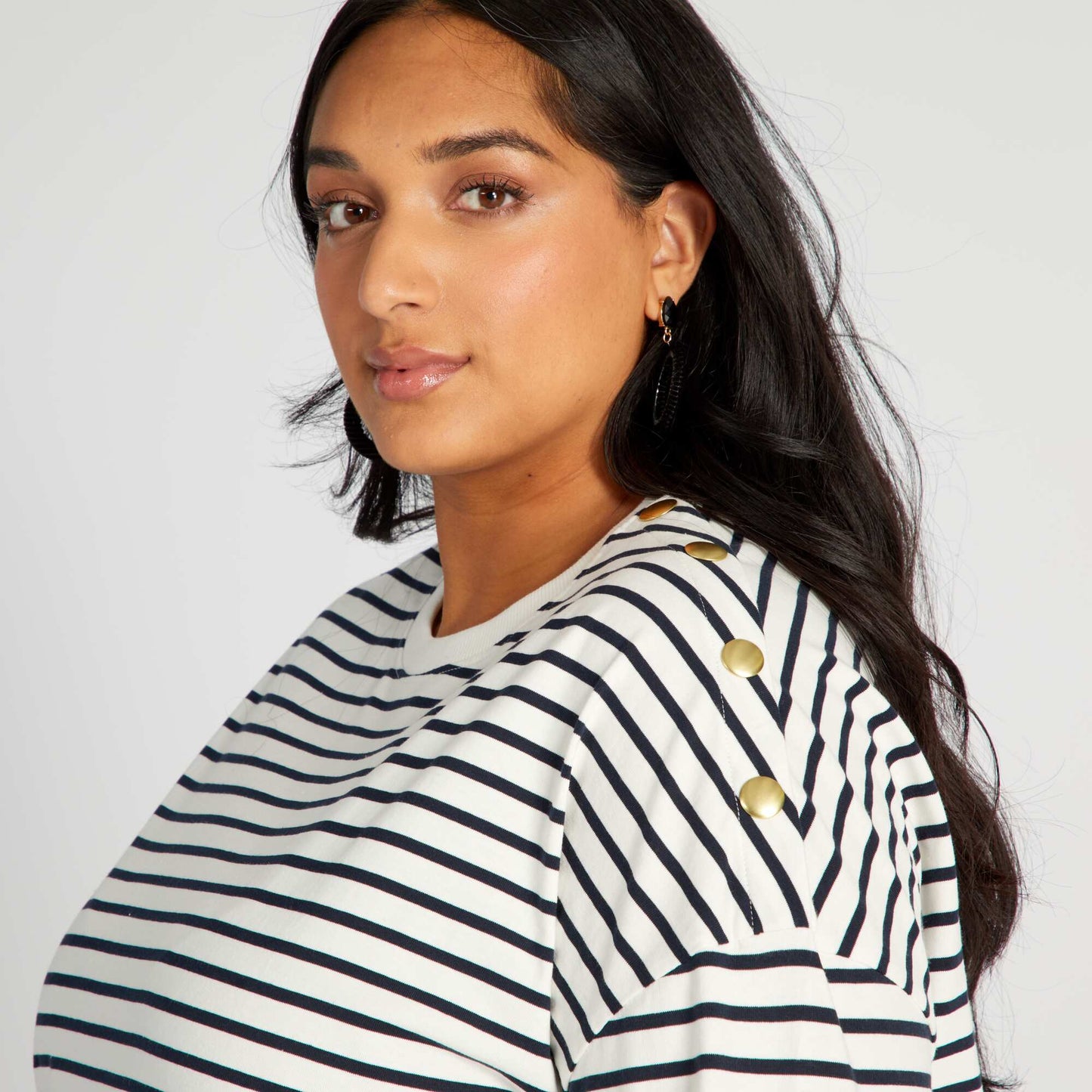 T-shirt à manches longues 'rayé' Blanc