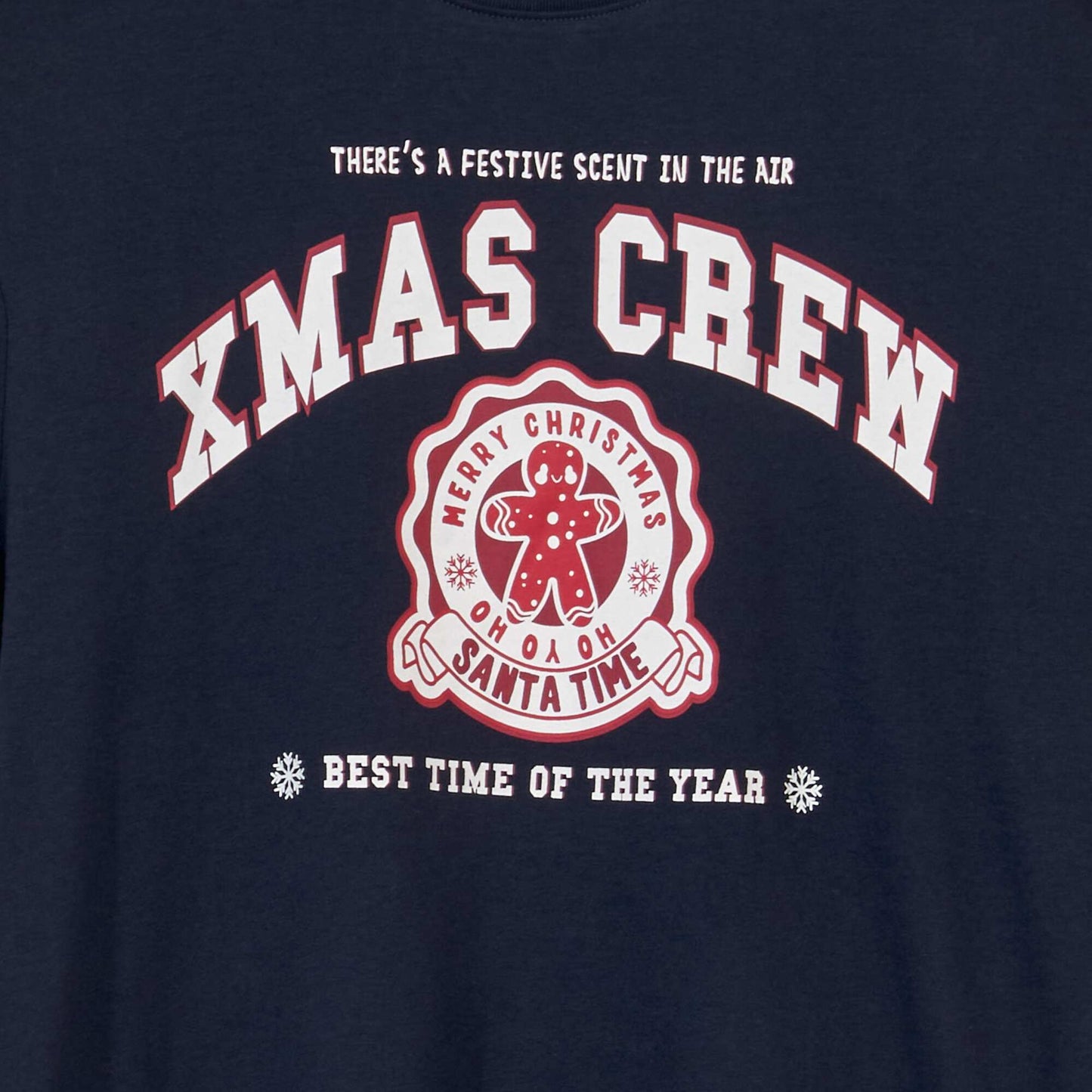 Tee-shirt manches courtes imprimé 'Noël' Bleu imprimé