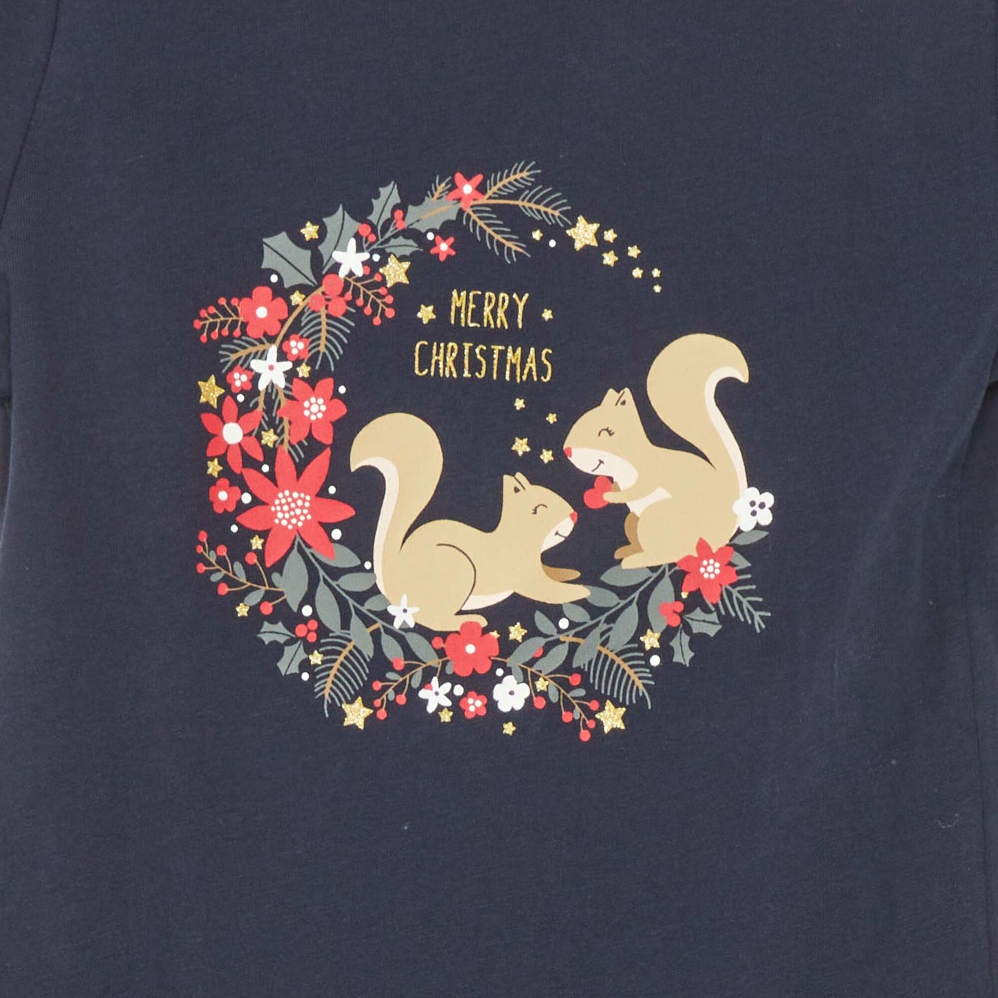 T-shirt en jersey avec imprimé 'Noël' Bleu marine