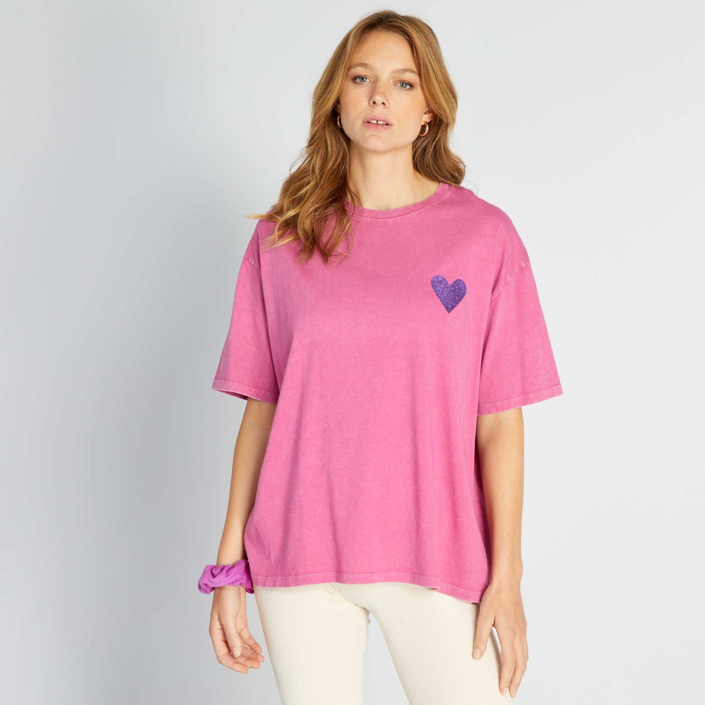 T-shirt en jersey avec imprimé Rose