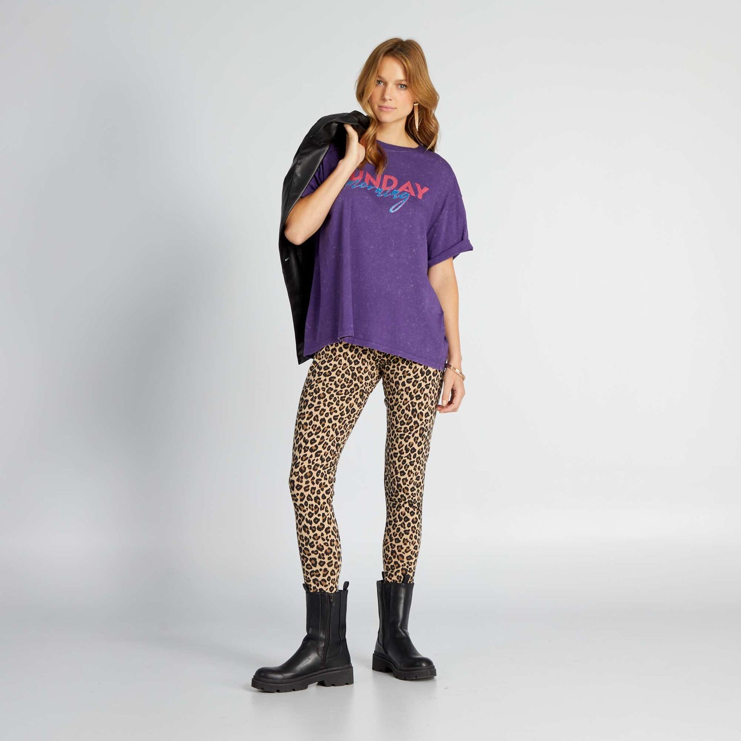 T-shirt en jersey avec imprimé Violet