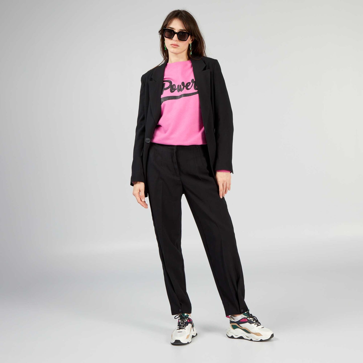 Pantalon regular en twill Noir