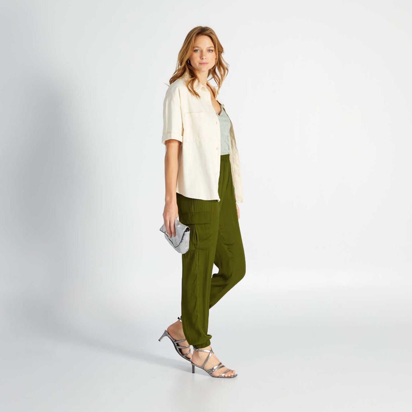 Débardeur pailleté avec col festonné Vert