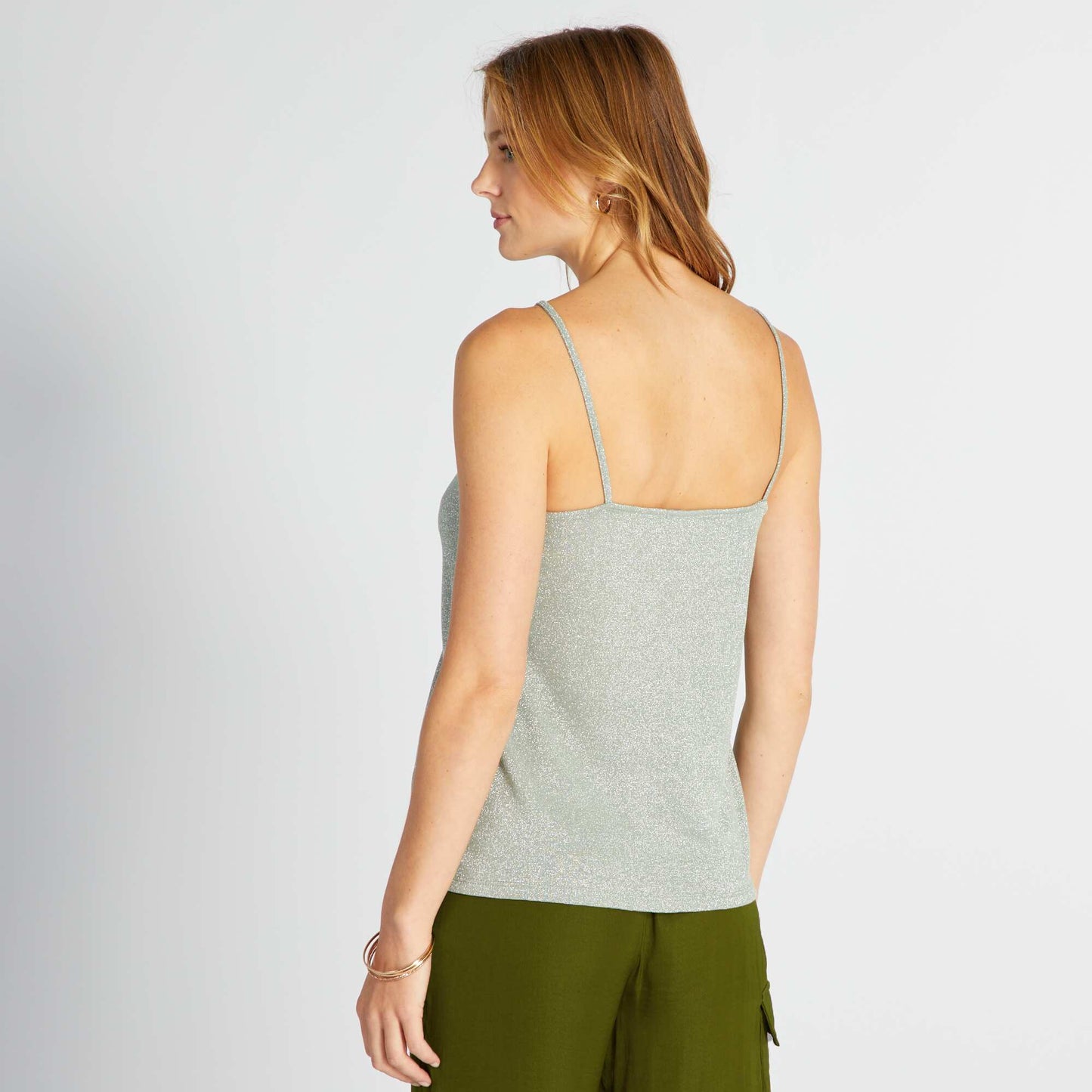 Débardeur pailleté avec col festonné Vert
