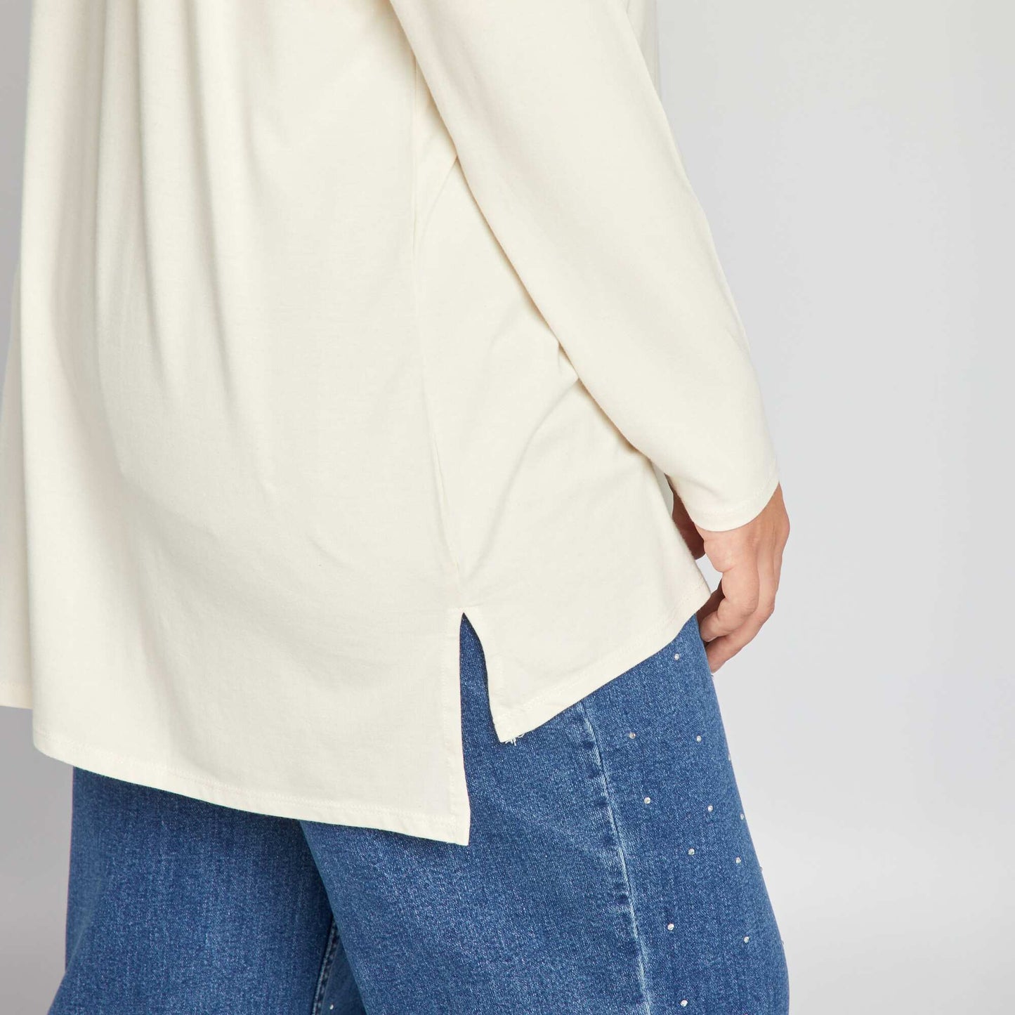 T-shirt uni à manches longues Blanc