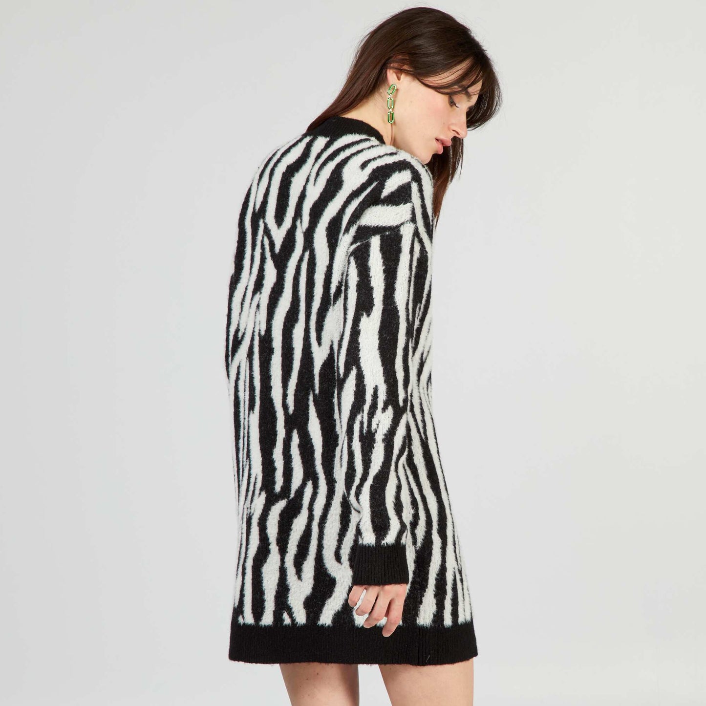 Robe en maille avec imprimé Blanc/noir