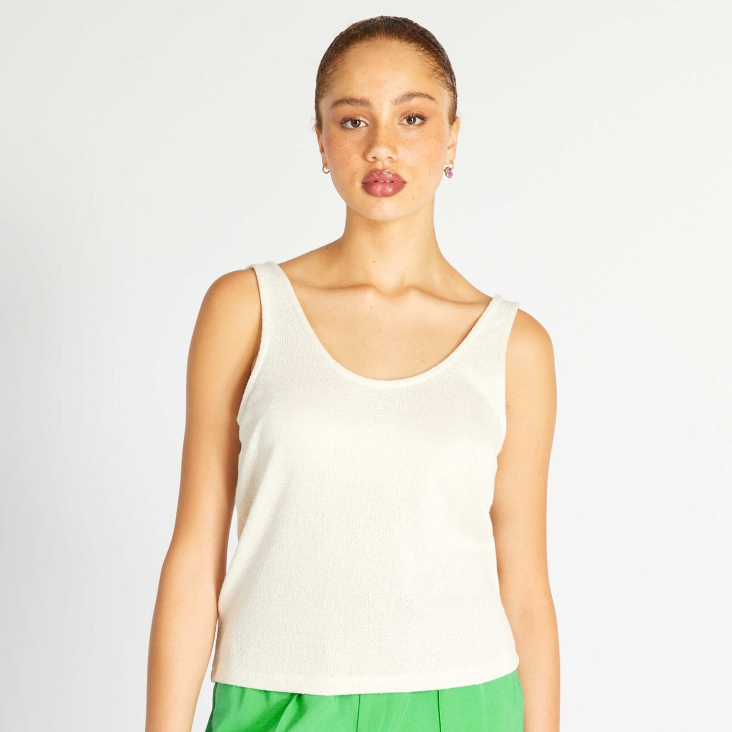 Débardeur col V Beige