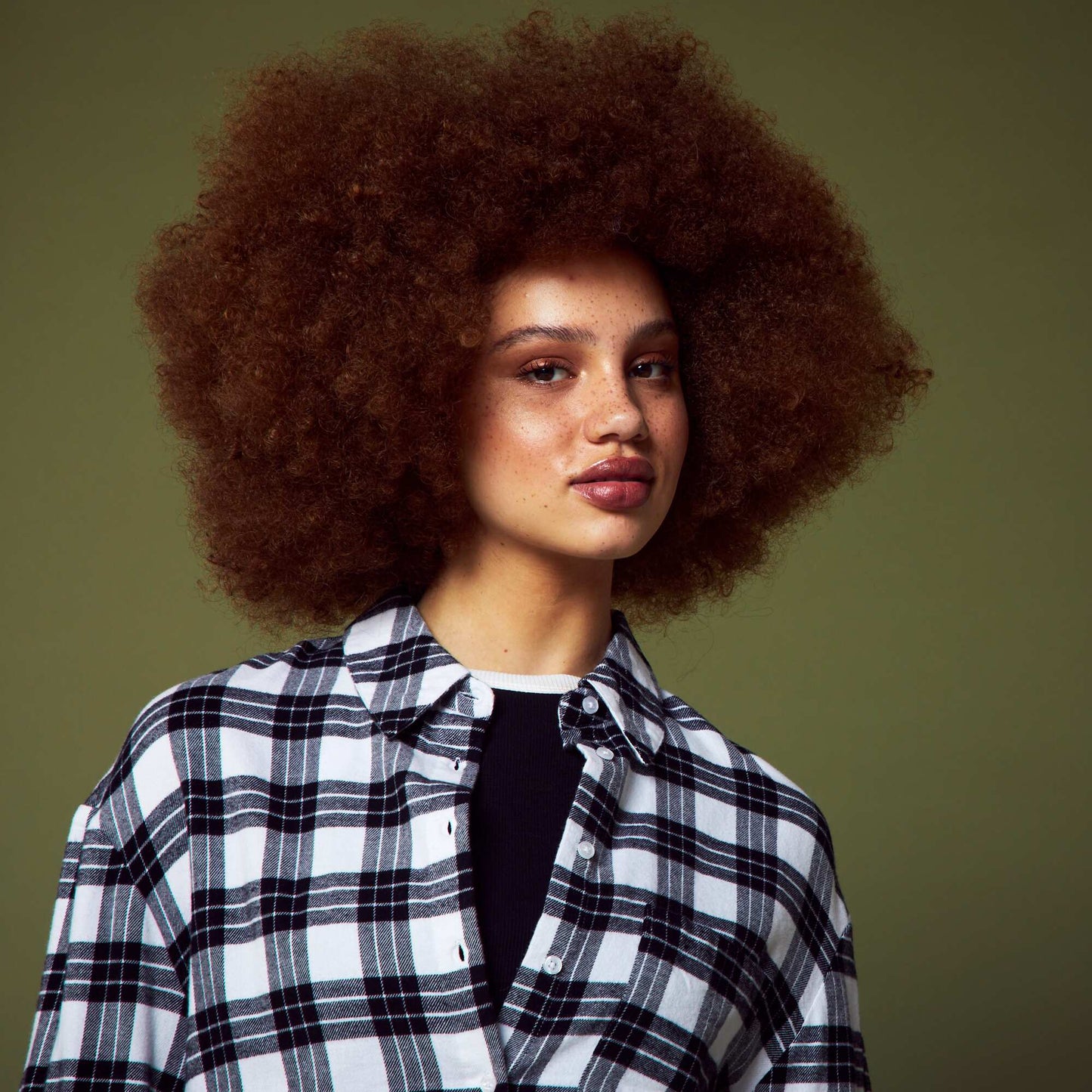 Chemise cropped à carreaux Noir