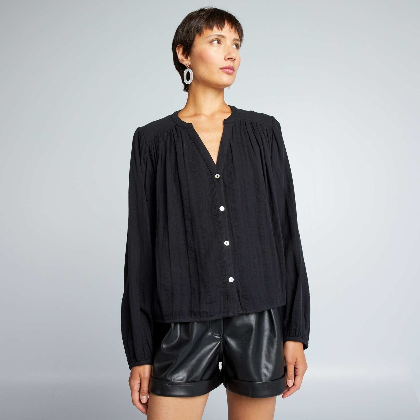 Chemisier en double gaze de coton noir