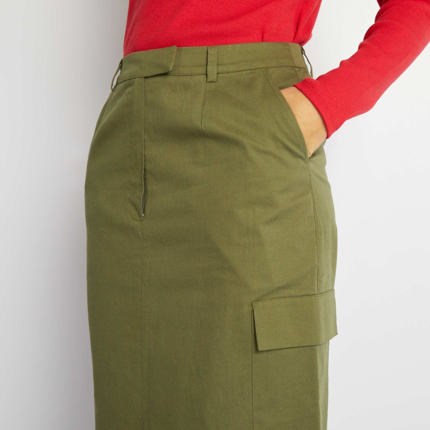 Jupe midi avec poches à rabat Vert