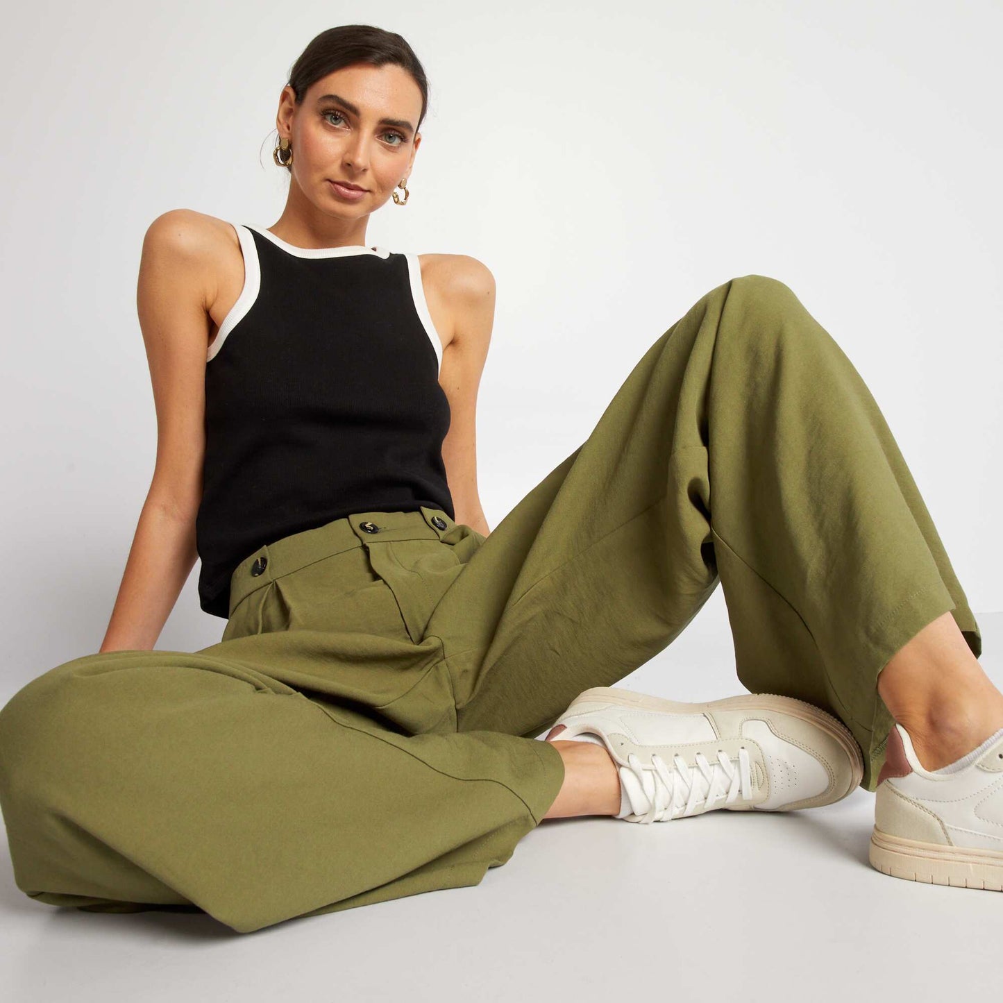 Pantalon large Vert