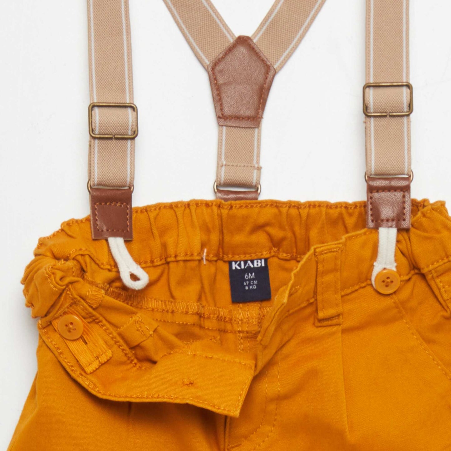 Ensemble body + pantalon slim à bretelles - 2 pièces Blanc/jaune moutarde