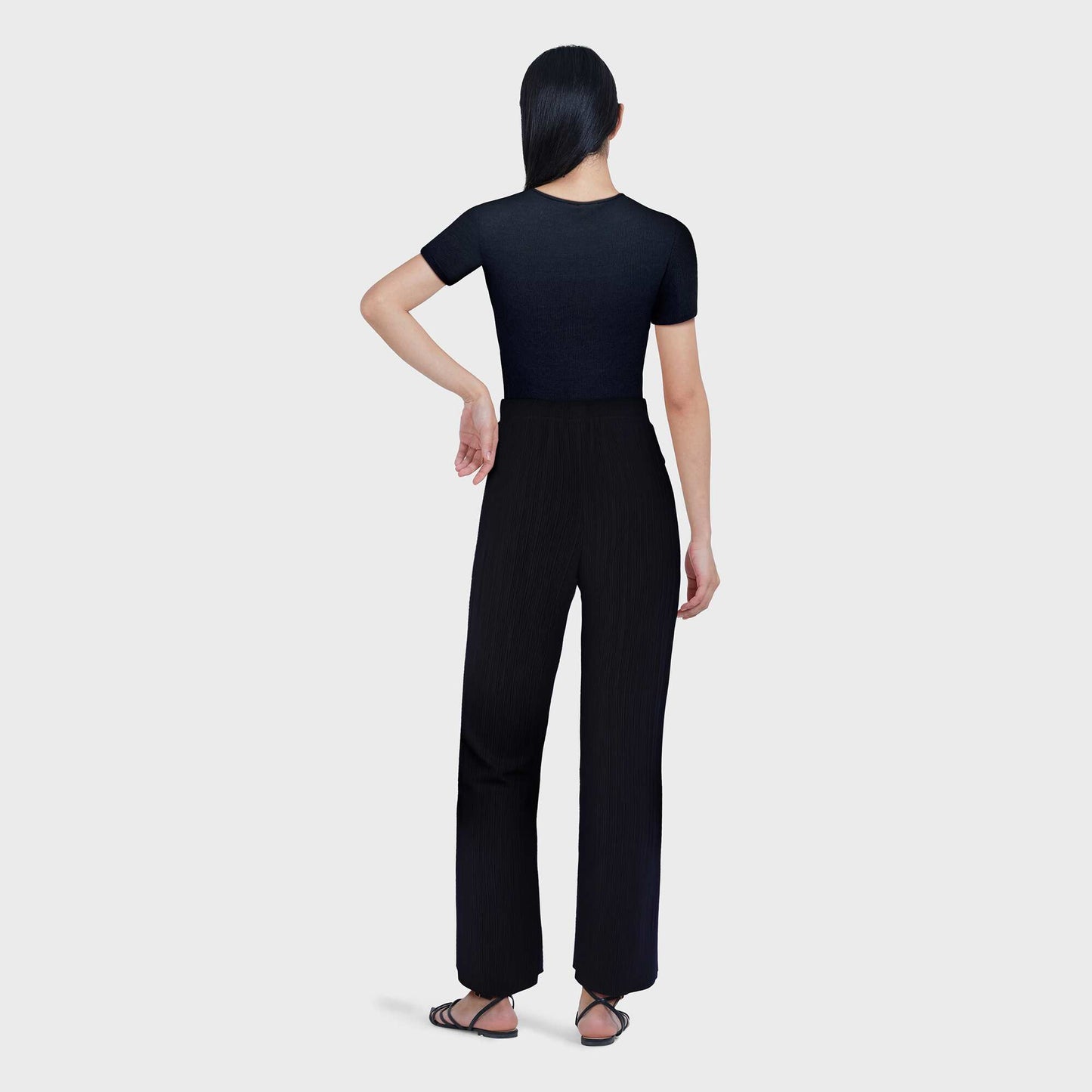 Pantalon plissé large noir