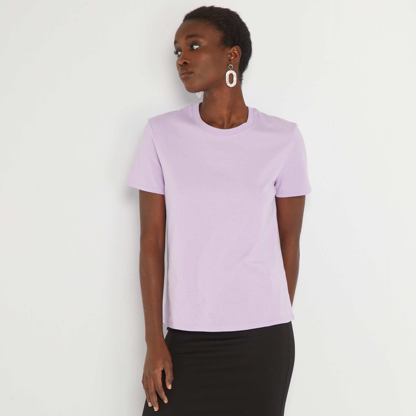 T-shirt uni en jersey Lilas