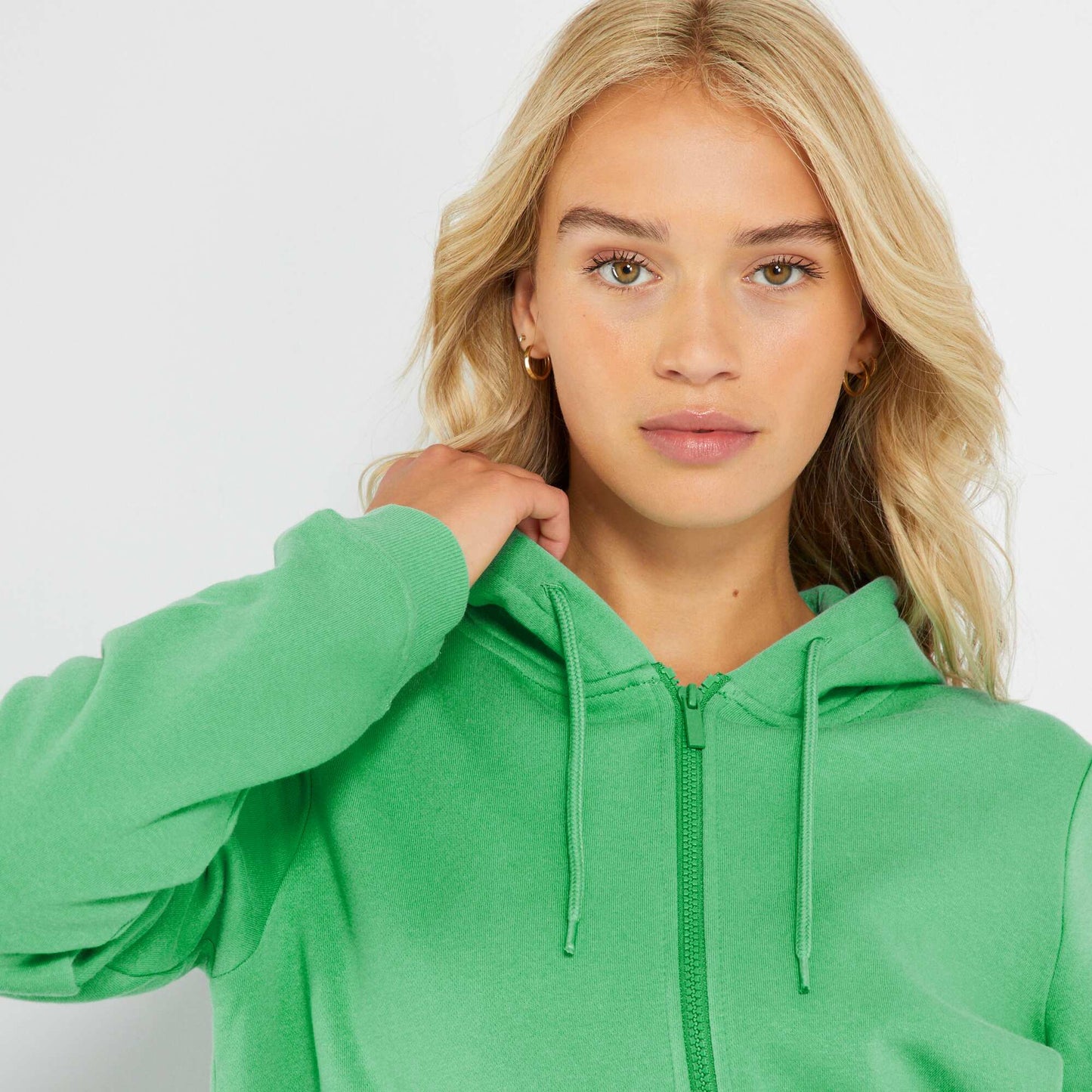 Sweat zippé à capuche Vert