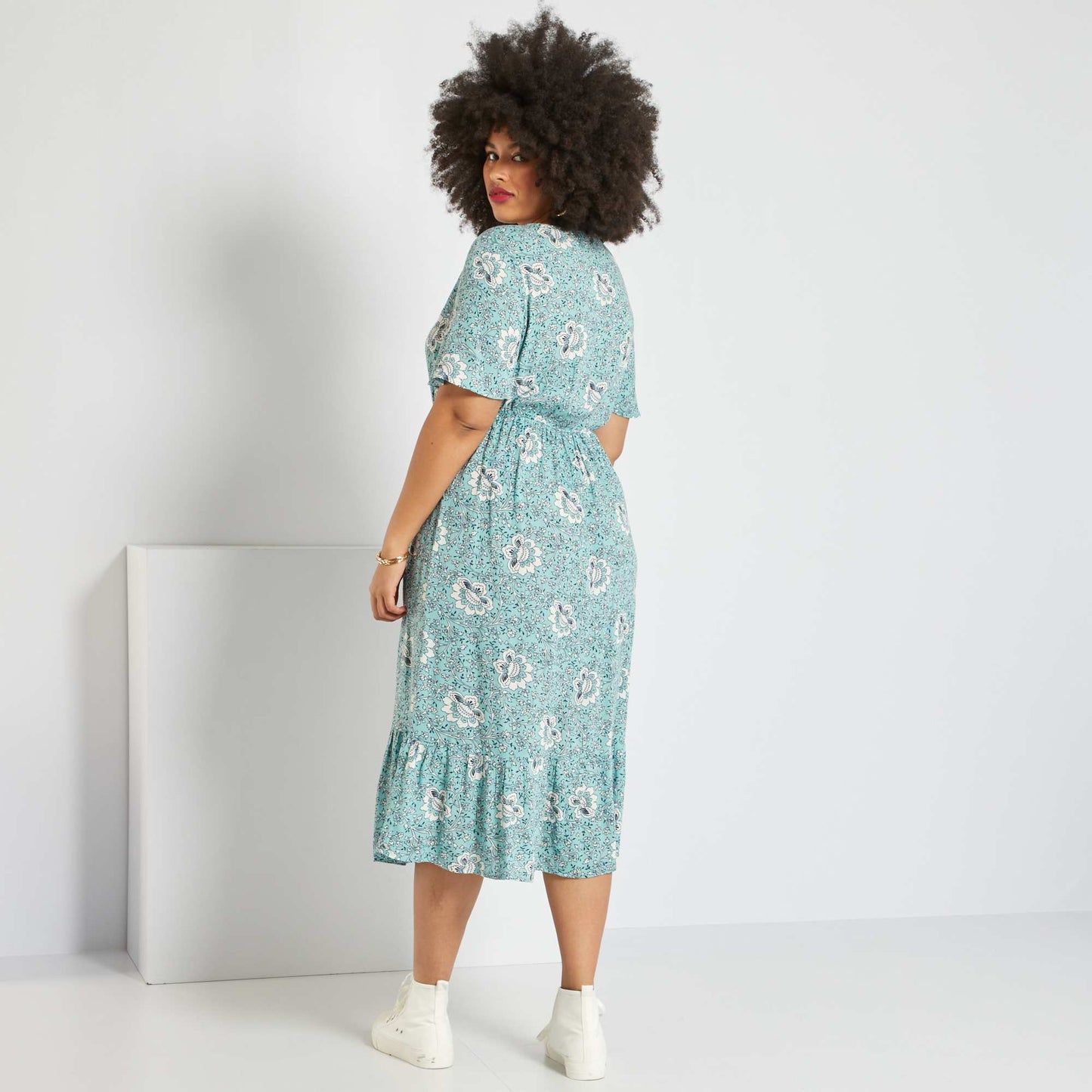 Robe longue impirmée Vert