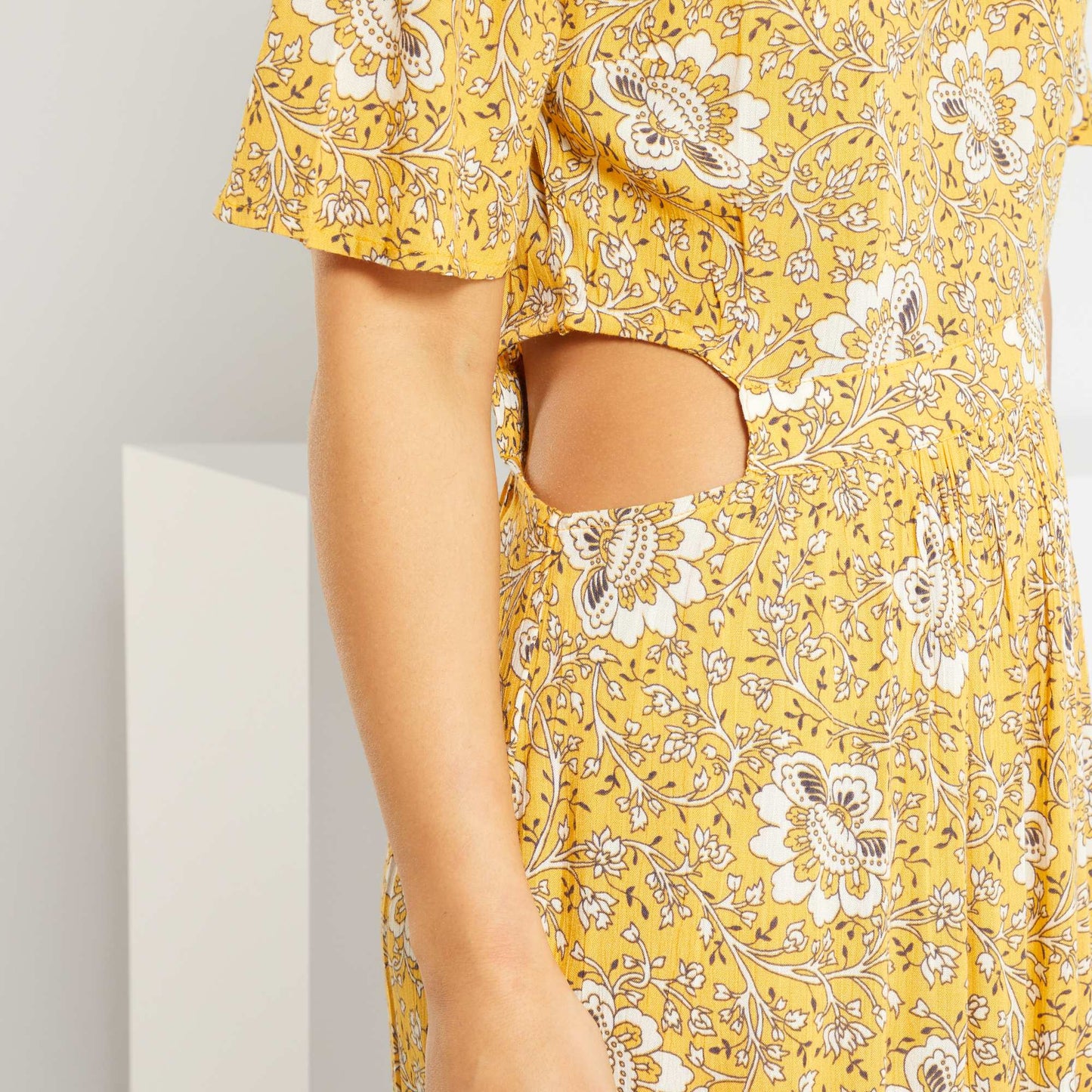 Robe midi en crepon Jaune