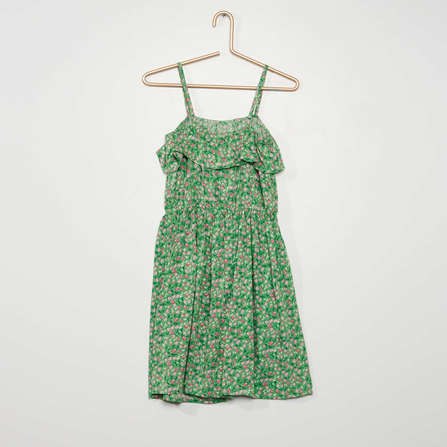 Robe à volant fines bretelles vert