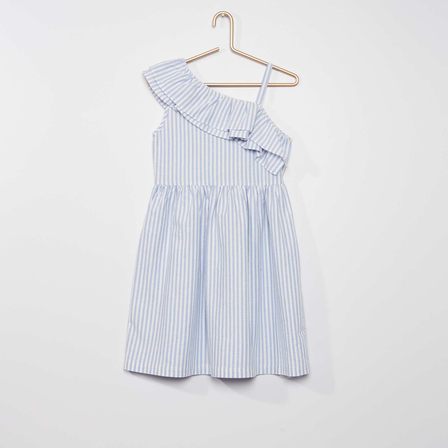 Robe rayée avec col asymétrique Bleu