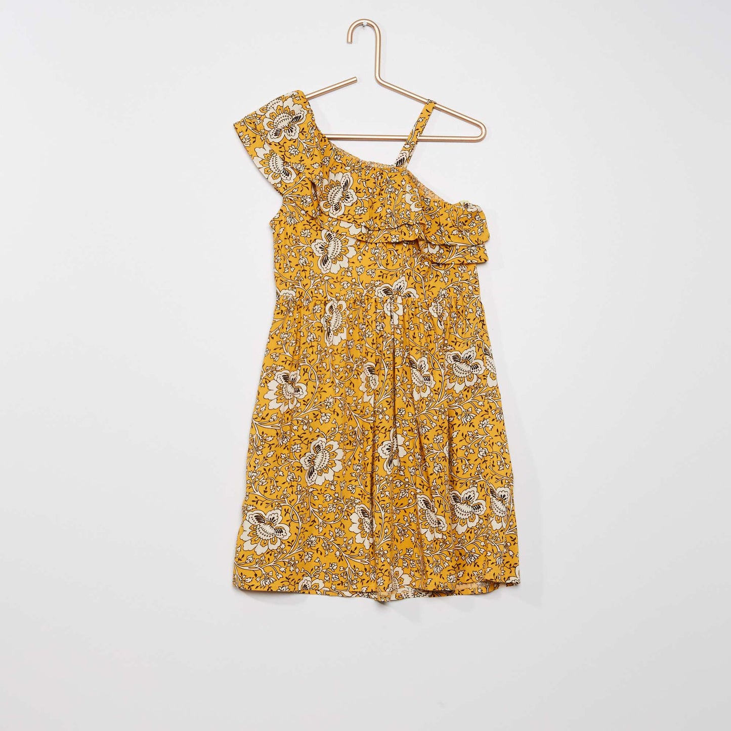 Robe fluide avec haut asymétrique jaune