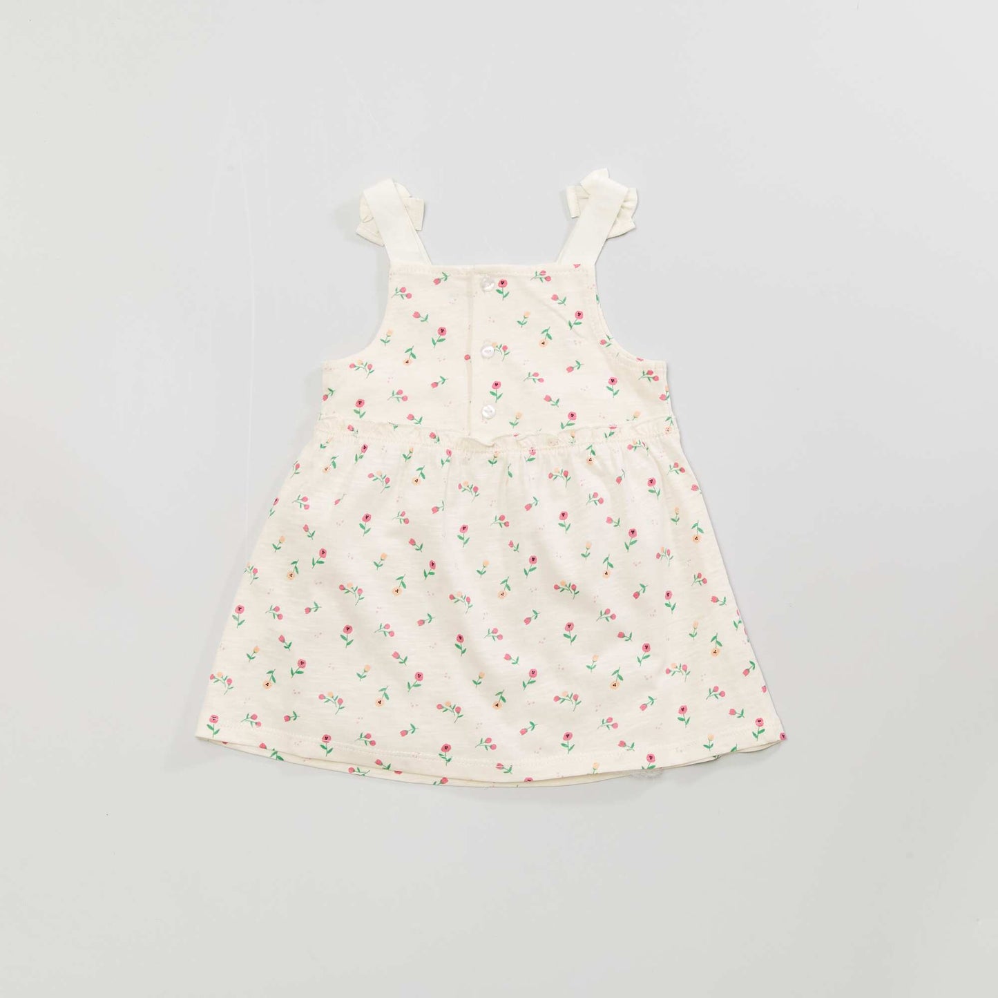 Robe à bretelles en maille jersey 'fleurie' Beige