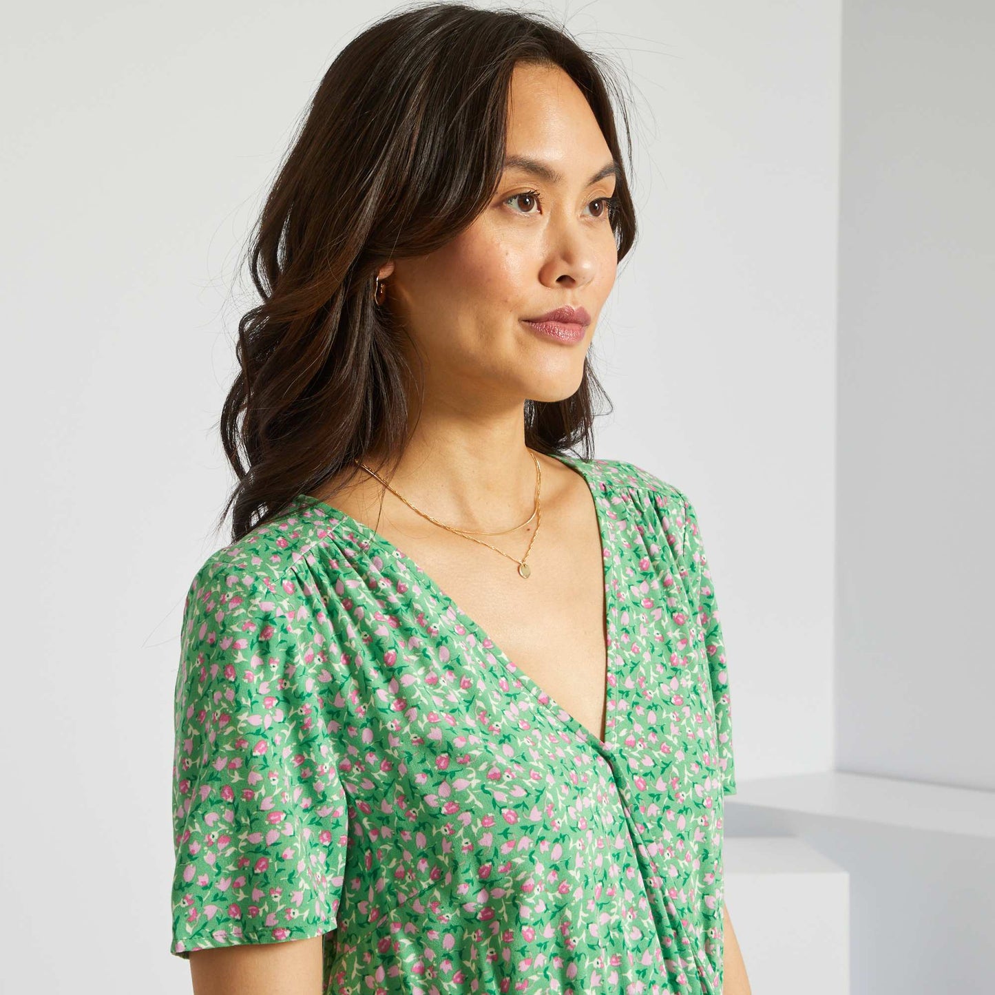 Robe midi fleurie Vert