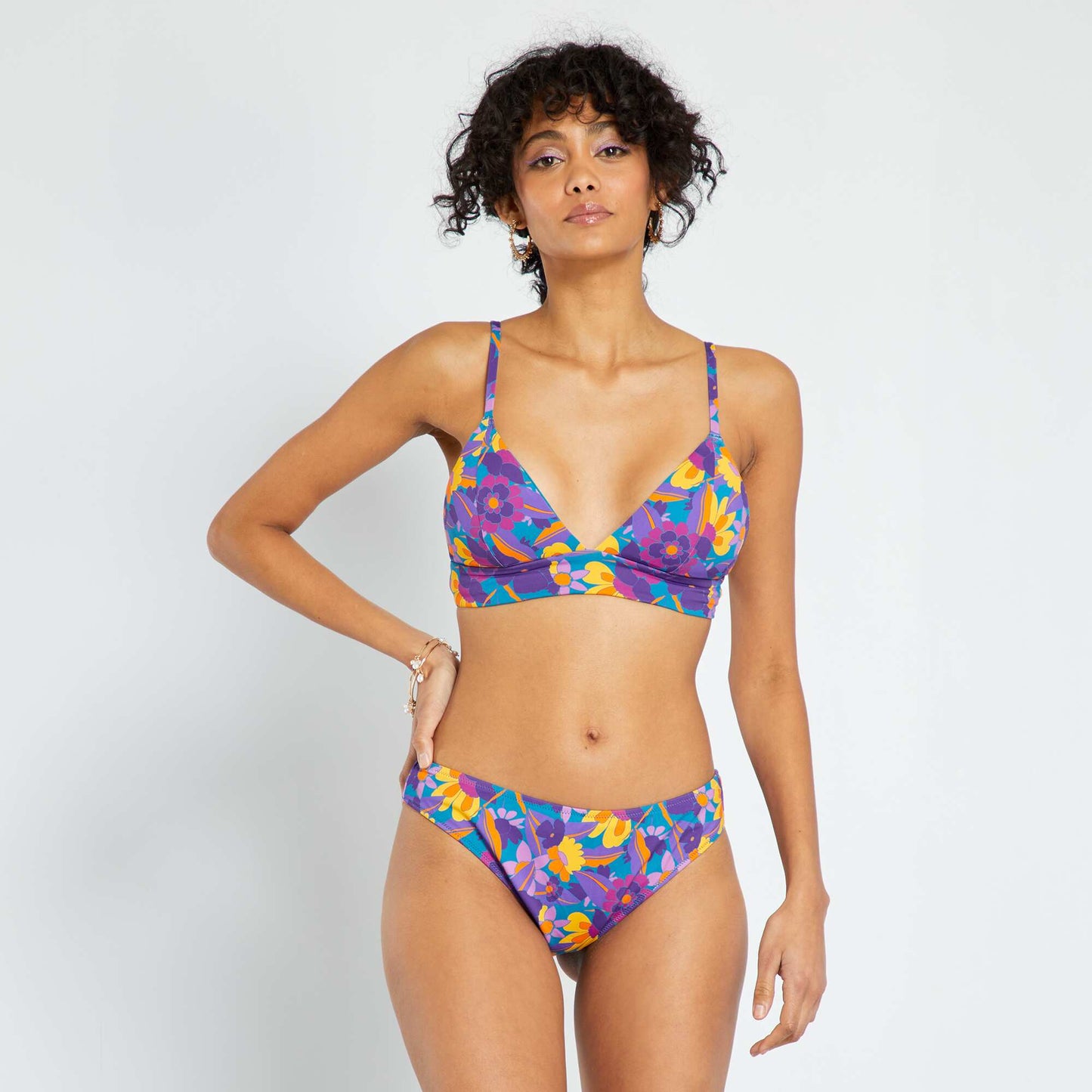 Haut de maillot de bain triangle imprimé violet