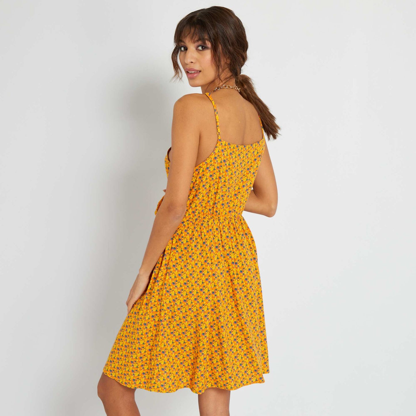Robe fluide à motif Jaune