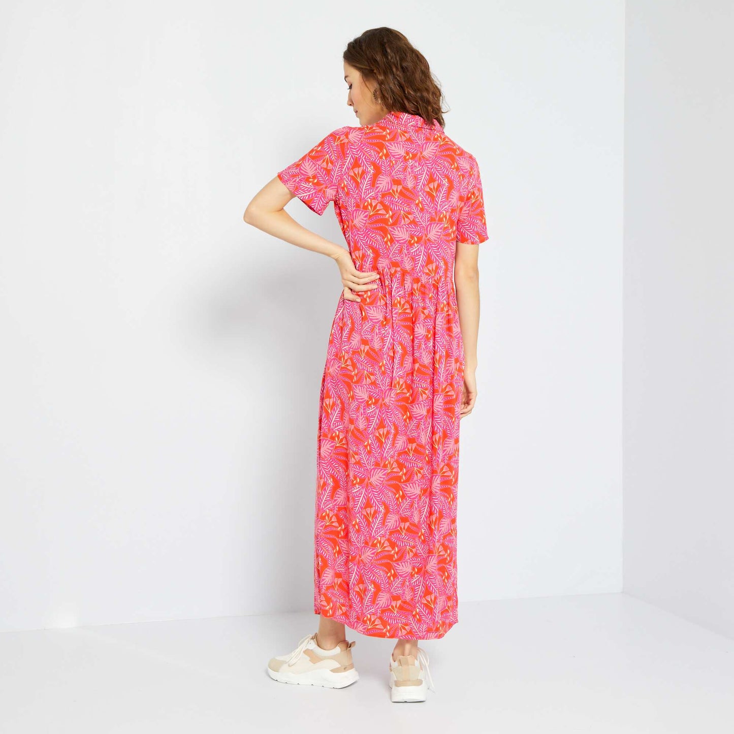 Robe longue type chemise Rouge