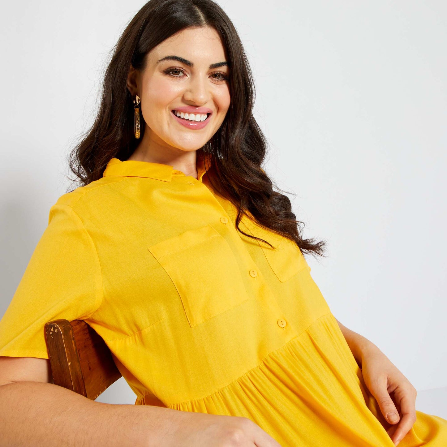 Robe longue boutonnée Jaune