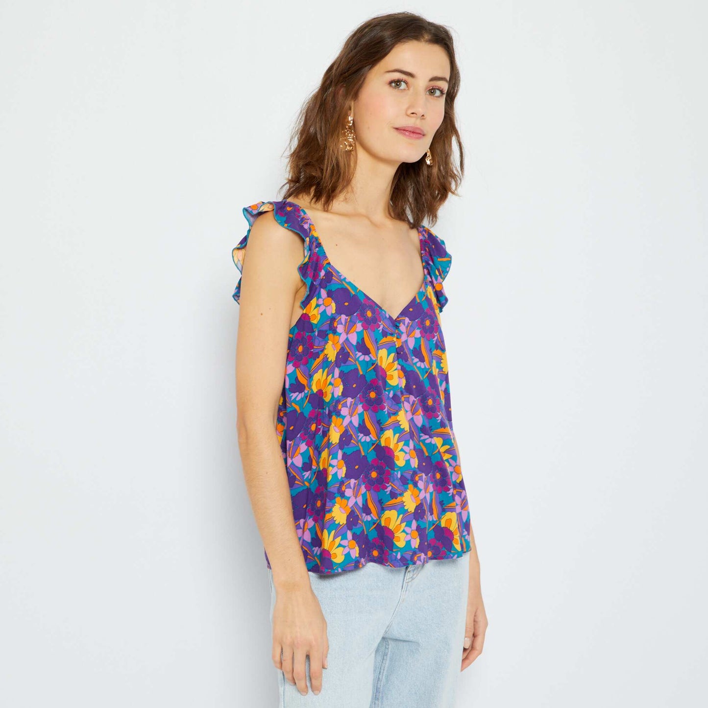 Top avec bretelles volantées Violet