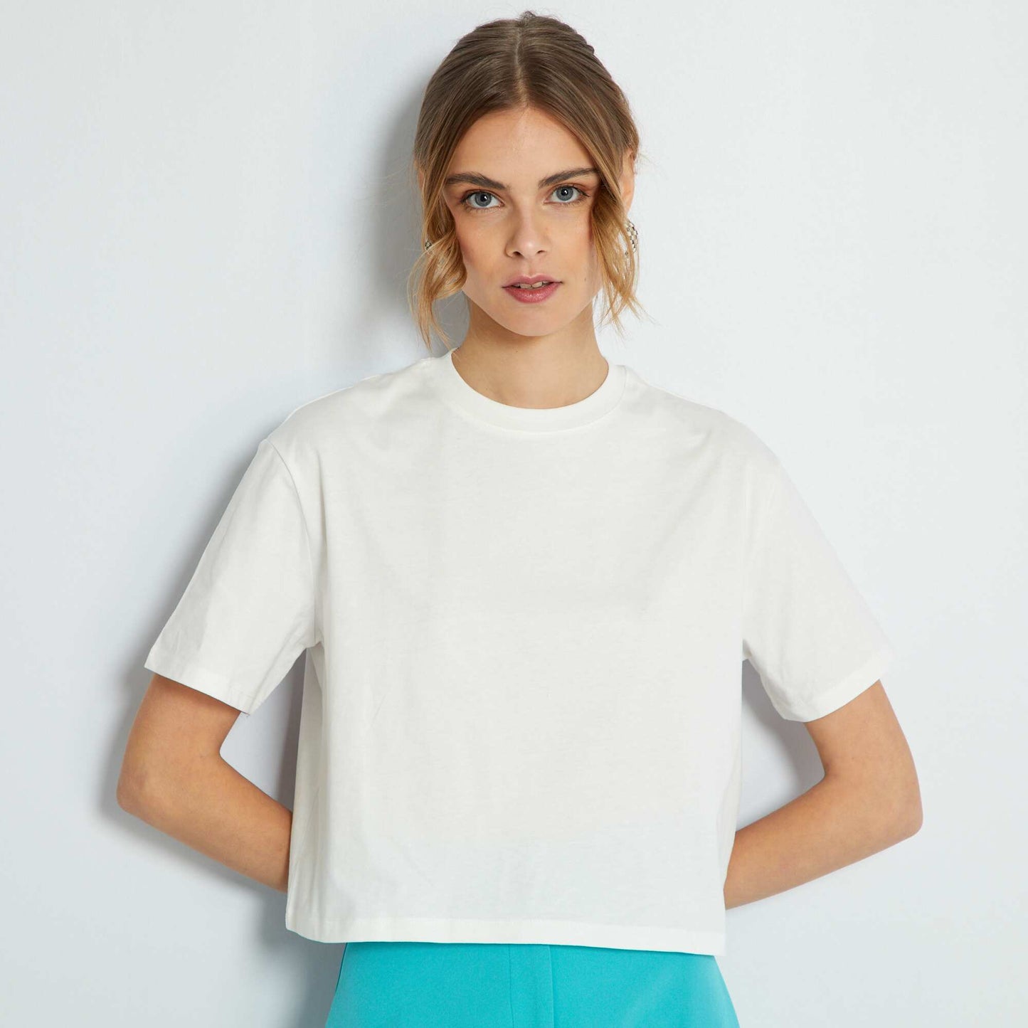 Crop-top en jersey uni Blanc