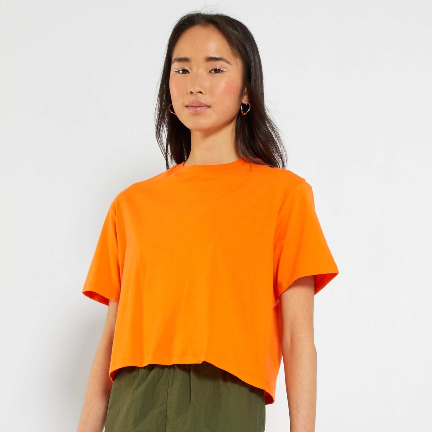 Crop-top en jersey uni Orange