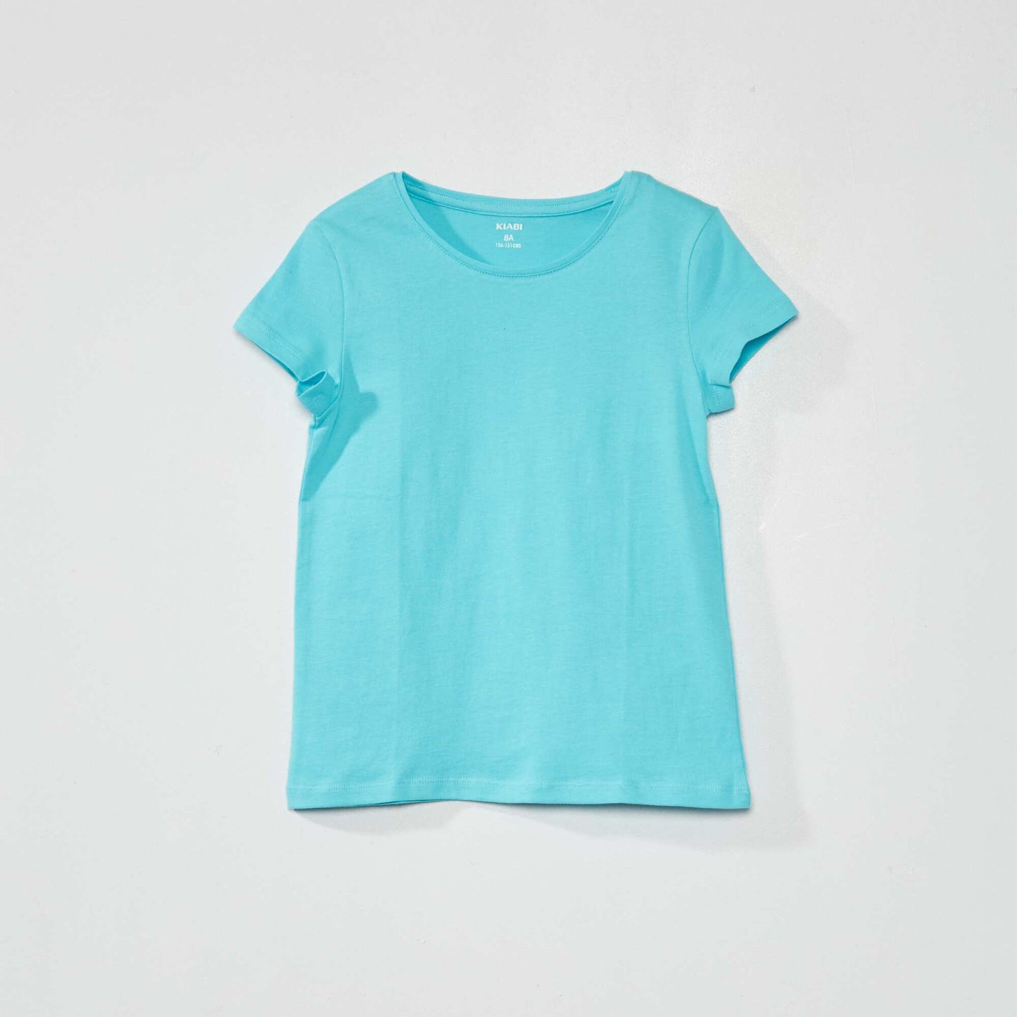 T-shirt en jersey uni bleu turquoise