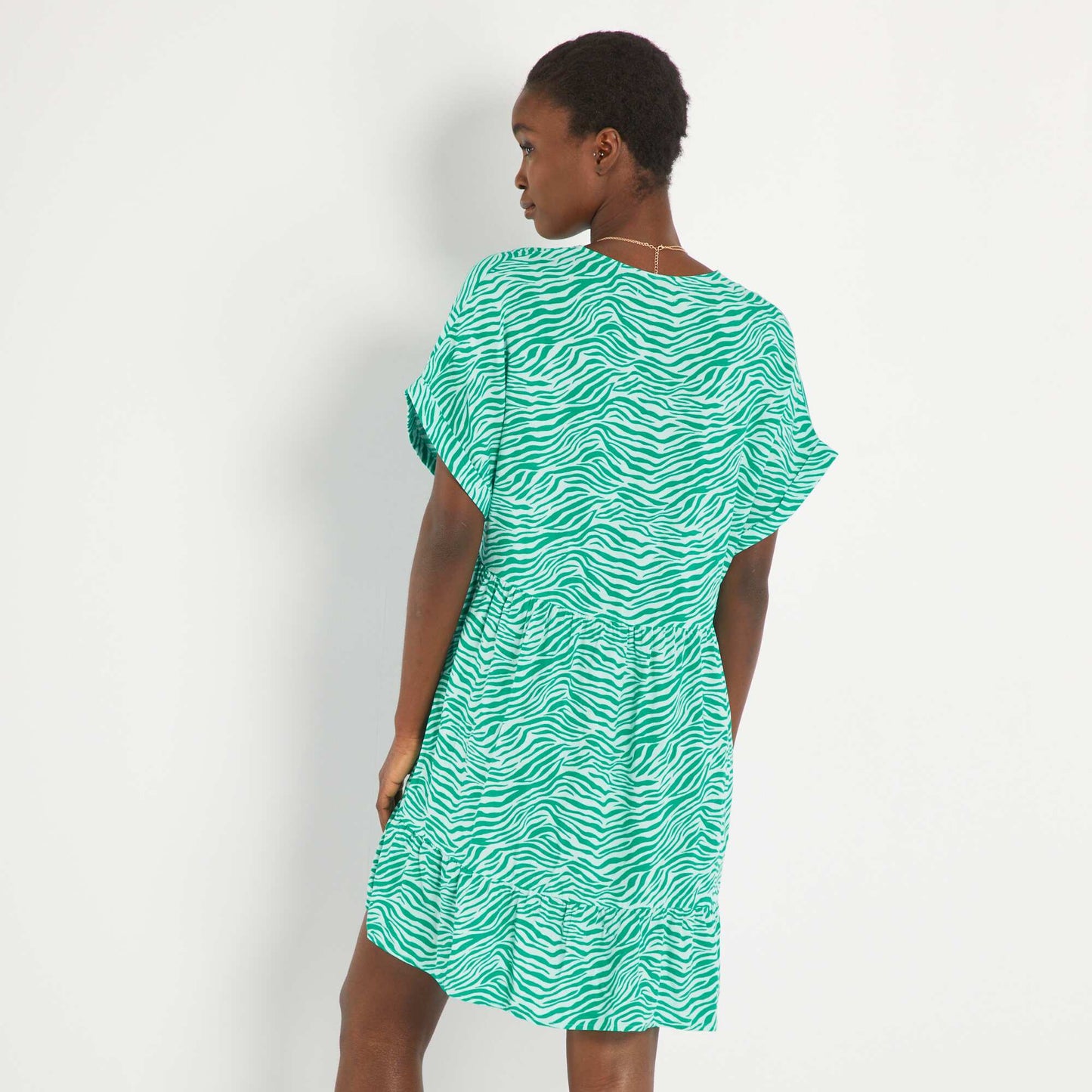 Robe courte imprimée Bleu vert