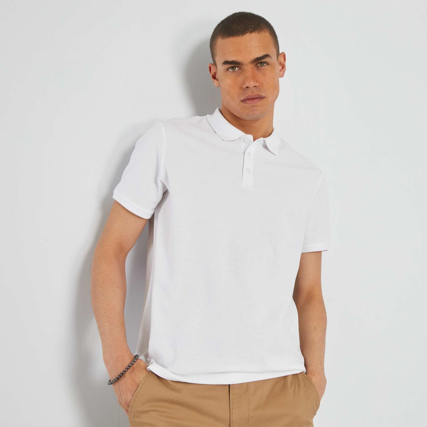Polo en piqué de coton blanc