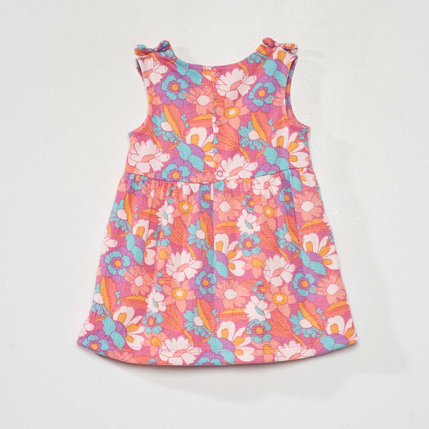 Robe en maille gaufrée imprimé maxi fleurs Rose