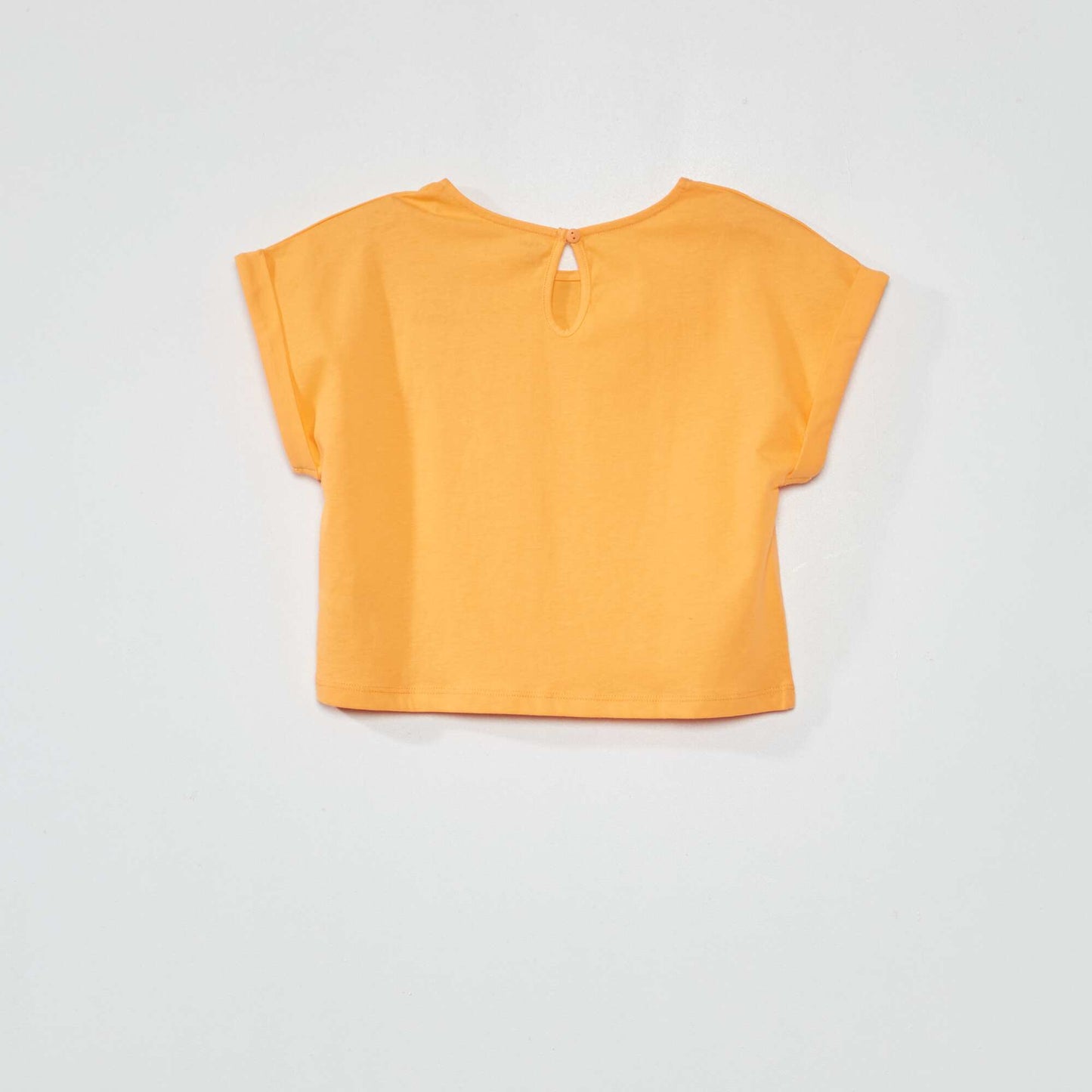 T-shirt uni avec poche cœur orange abricot