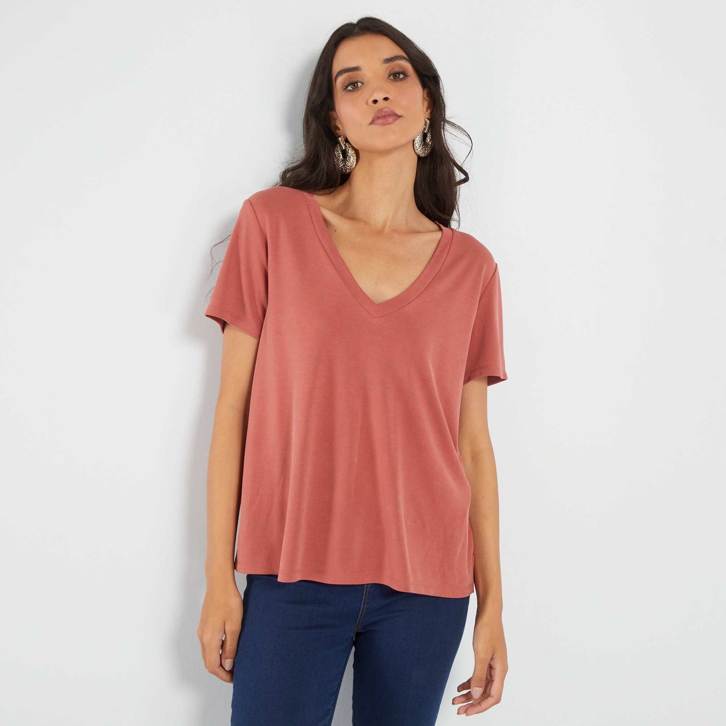 T-shirt manches courtes matière douce ROUGE