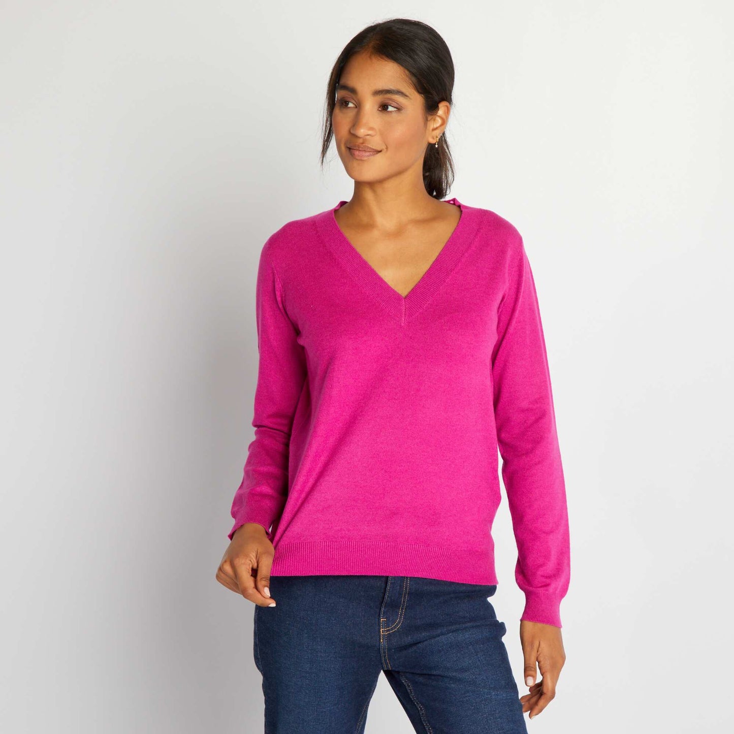 Pull en maille à col V ROSE