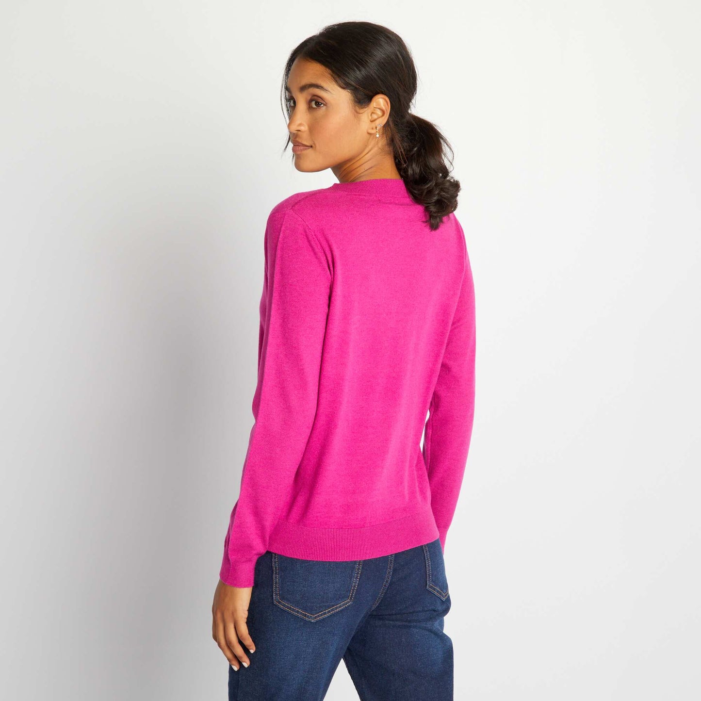 Pull en maille à col V ROSE