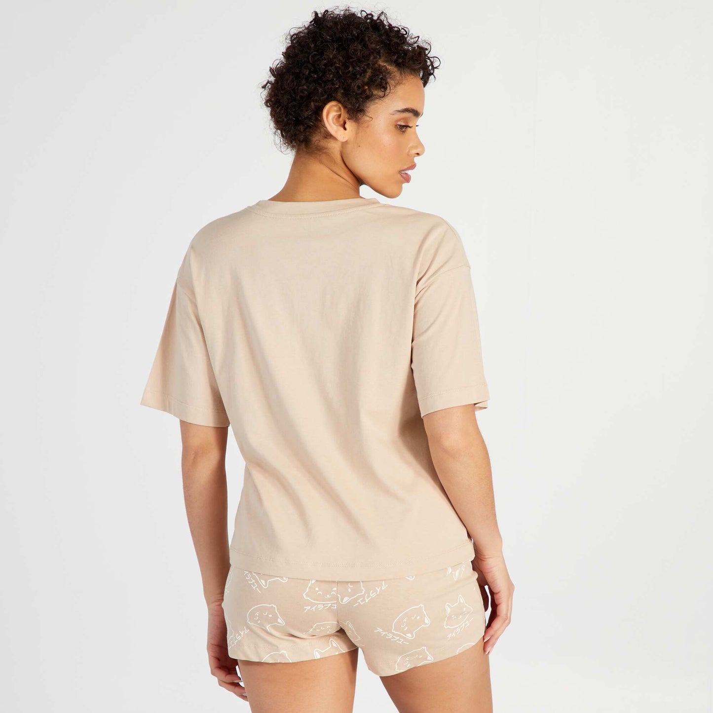 Ensemble pyjama court imprimé t-shirt + short - 2 pièces Marron