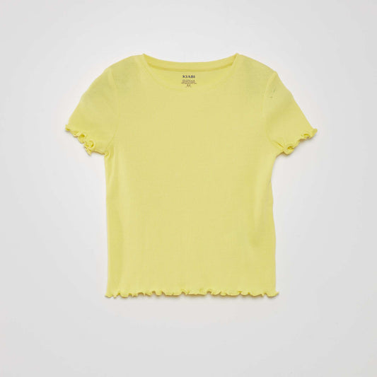 T-shirt côtelé JAUNE