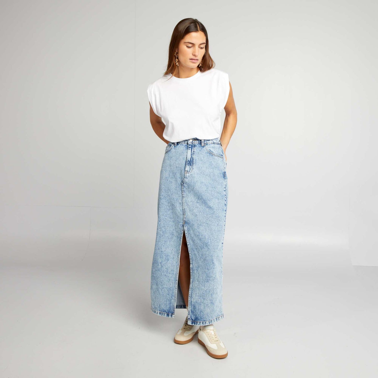 Jupe midi en jean Bleu