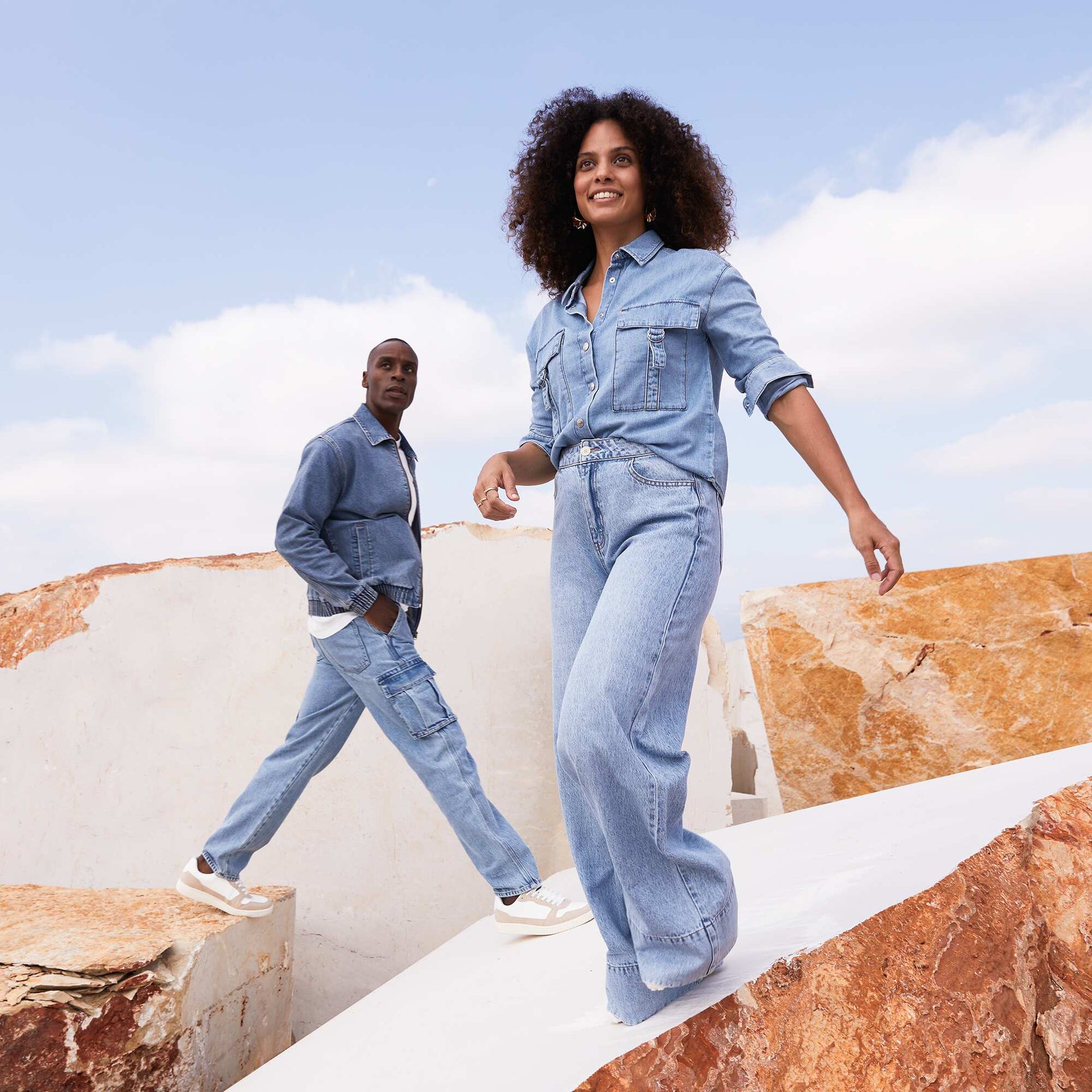 Pantalon en jean wide-leg large Bleu – Kiabi Afrique