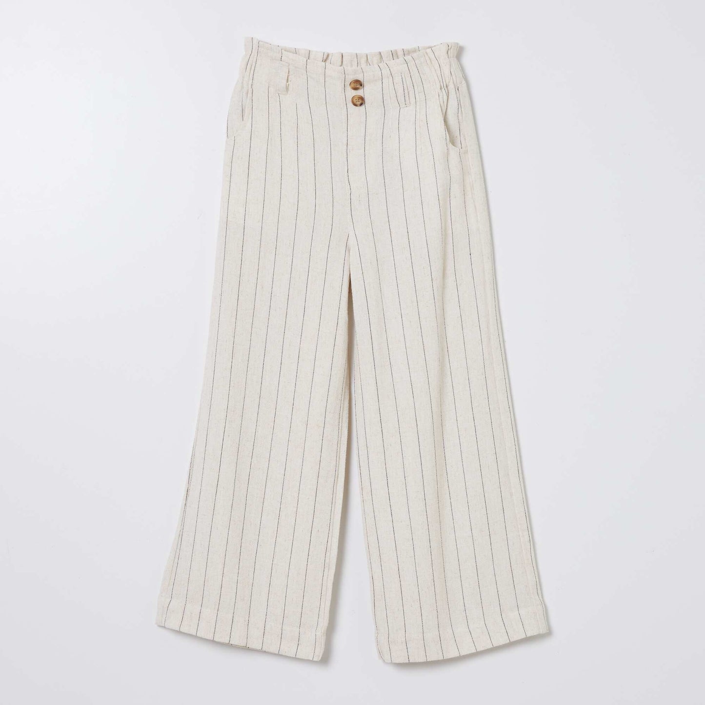 Pantalon droit rayé Beige