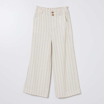 Pantalon droit rayé Beige