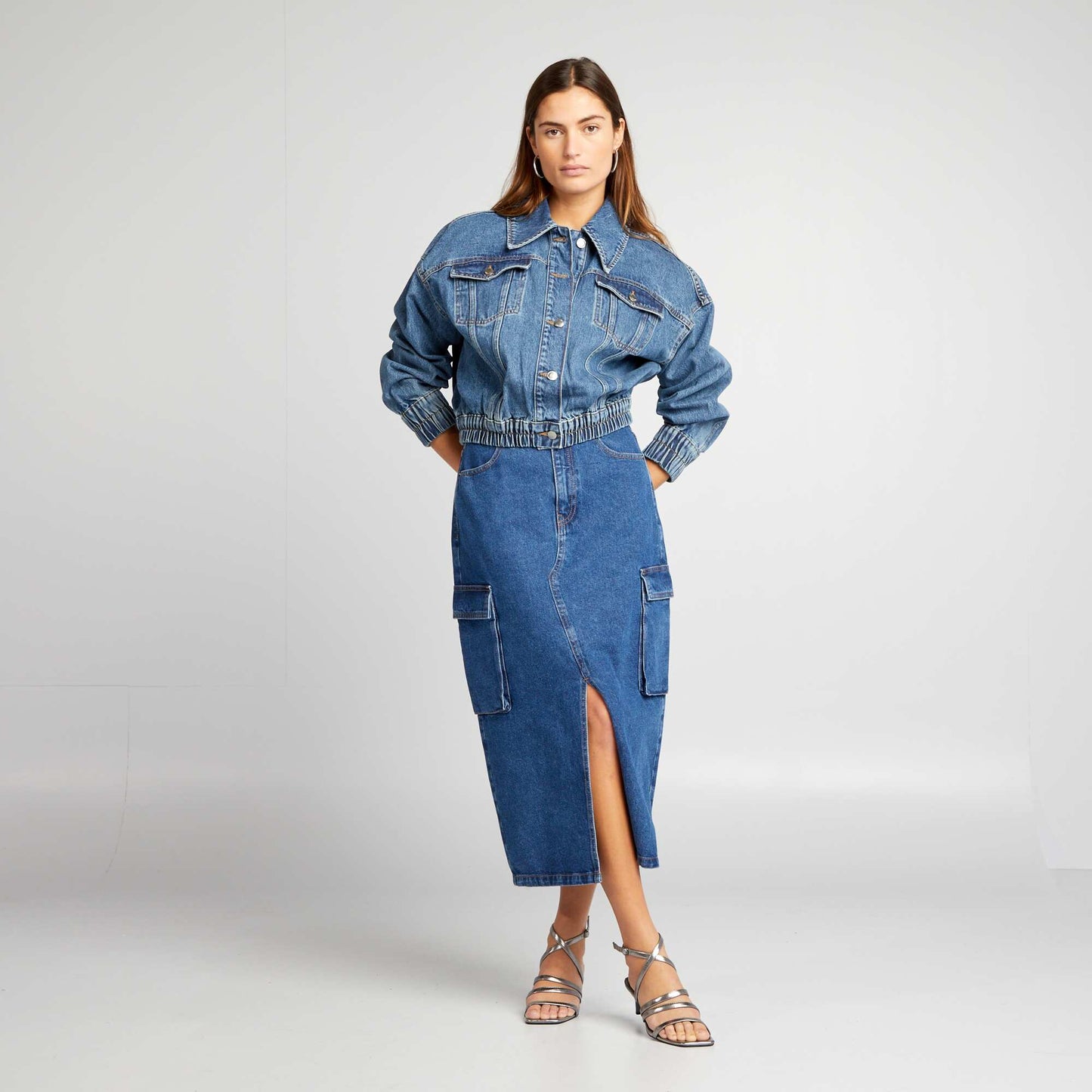 Jupe Longue Jupe Jean Femme Kiabi Jupe Crayon En Denim Bleu Brut